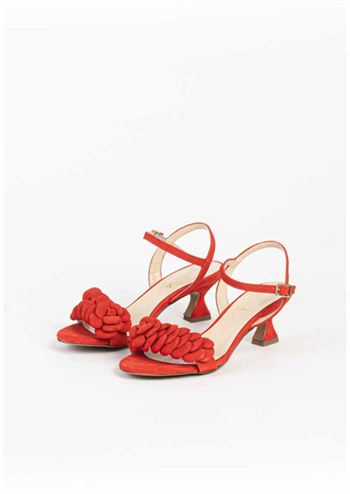 Rød fin sandal med hæl fra Bukela